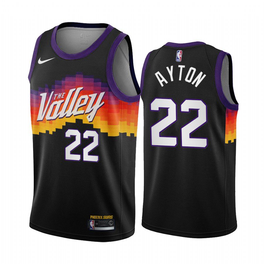 Men Phoenix Suns #22 deandre ayton black city edition the valley 2020 nba jersey->portland trail blazers->NBA Jersey